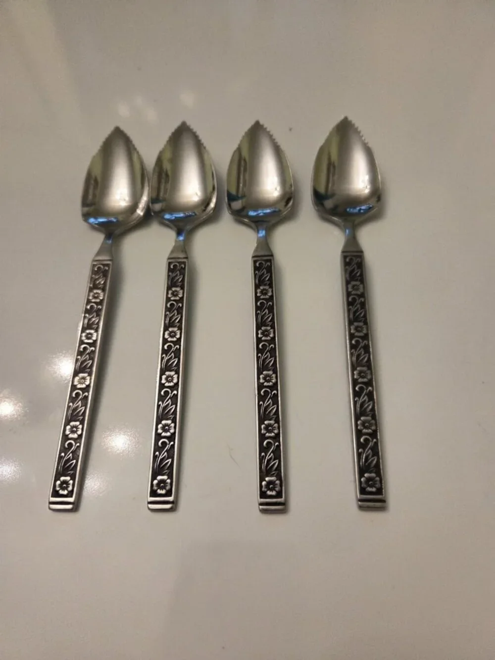 Gold Standard Night Blossom Grapefruit Spoons Serrated Set 4 Japan Flowers